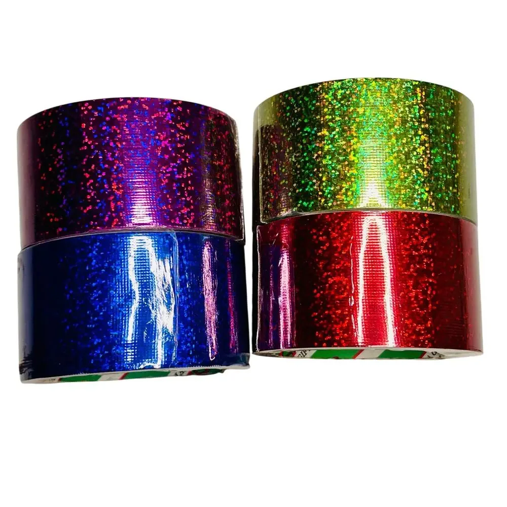 Holographic Metallic Tape Set 4 Rolls 2in x 6ft DIY Craft Rainbow Colors